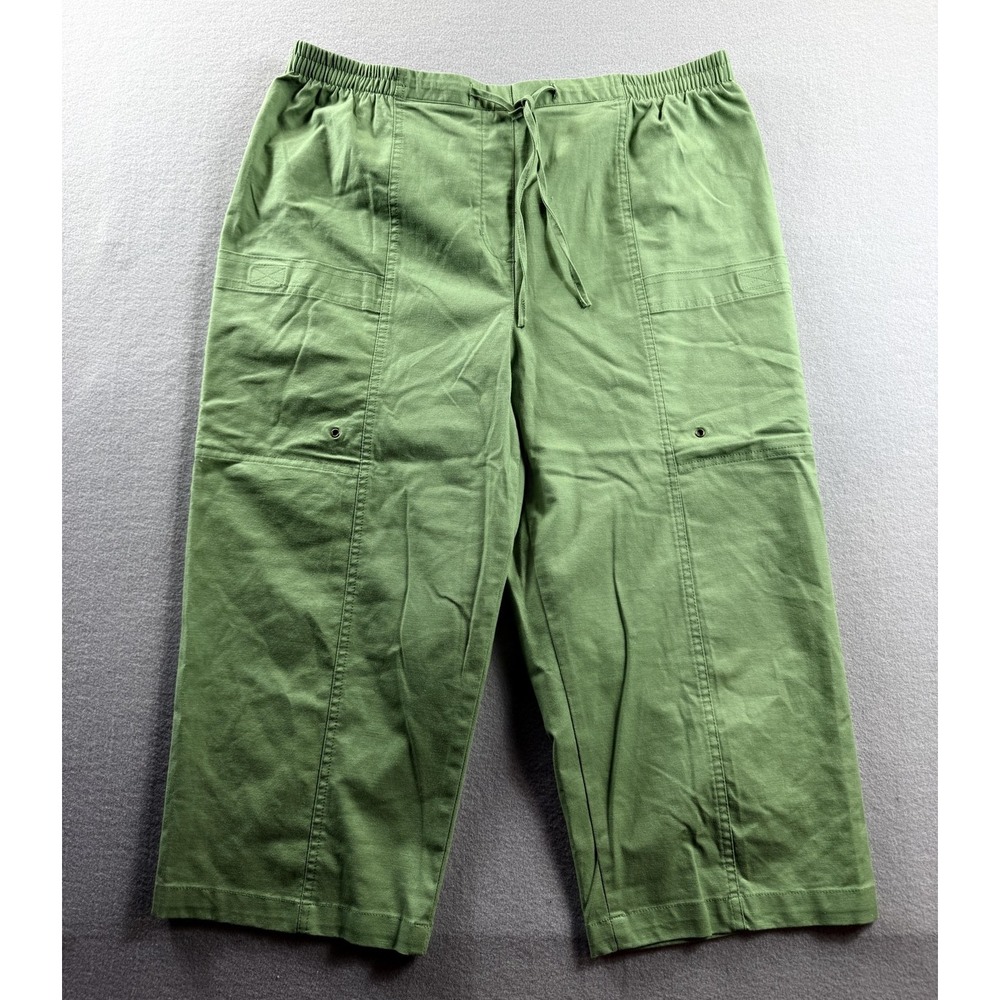 Allison Daley Capri Pants Womens 16P Green Elastic Cargo Pockets Casual 34x19